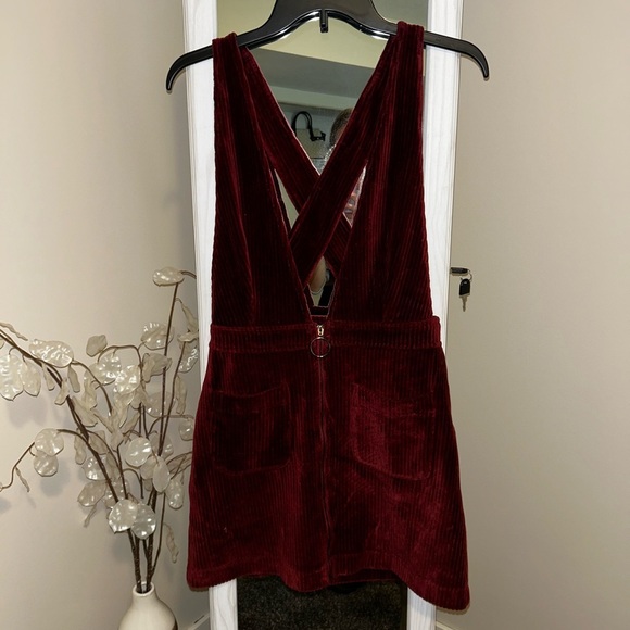 Burgundy sweet reputation Corduroy Overall Dress - Picture 4 of 5
